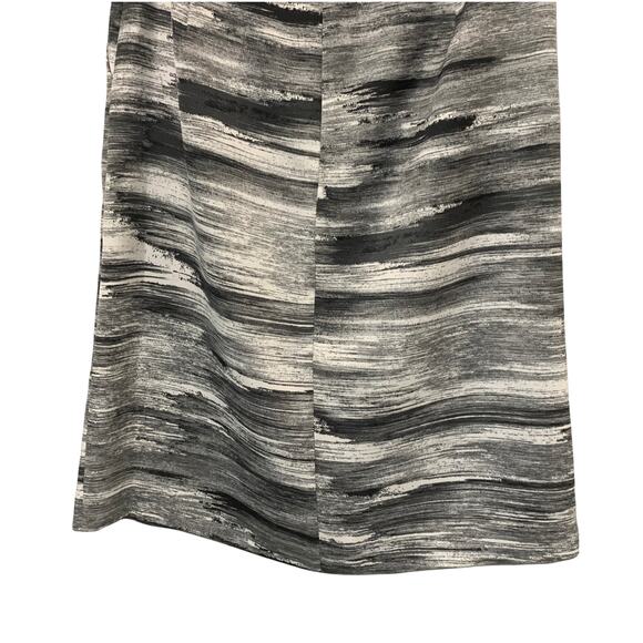 H Halston Abstract Mirrored Print Gray White Front Slit Pencil Skirt Lined 4 - Picture 10 of 12